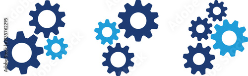 Gear icon vector set, black cogwheel vector collection, mechanical gear shapes, engineering symbols, industrial machinery, sprocket designs, abstract gearwheel graphics