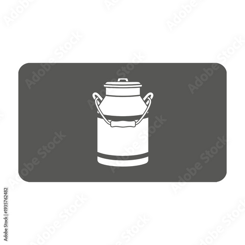 Classic metal milk canister with handles and lid isolated on dark gray background vintage style illustration