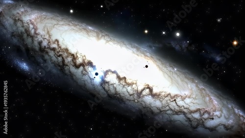 Spectacular view of a spiral galaxy amidst scattered stars in the vastness of space