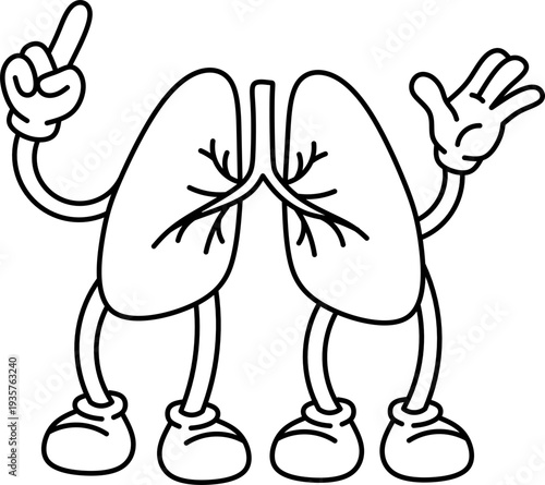 Whimsical lung mascot.