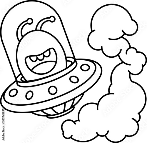 Cartoon alien flying