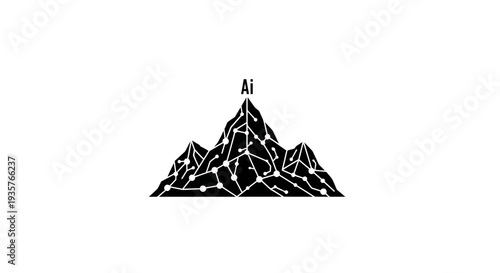 Artificial Intelligence Mountains with Digital Network - AI Technology Concept