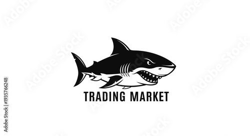 Aggressive Shark Trading Market Logo - Financial Business and Investment Symbol
