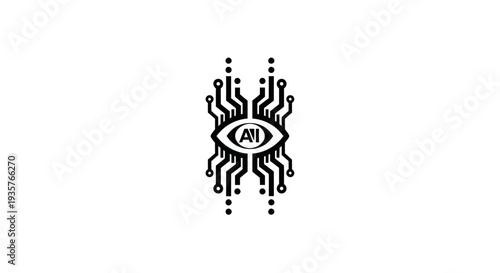 Artificial Intelligence Eye Circuit Logo - Digital Vision Technology Concept Icon