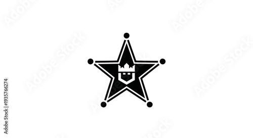 Black Star with Crown Icon and Dots - Graphic Design Element