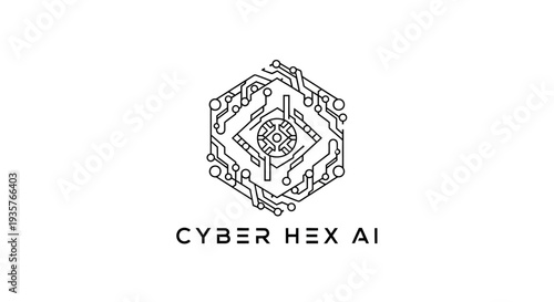 Cyber Hex AI Logo Design - Futuristic Technology and Artificial Intelligence Concept