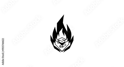 Education Flame Logo: Passionate Learning and Academic Achievement Symbol