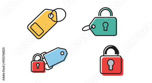 Lockout Tag Line art minimal digital color illustration