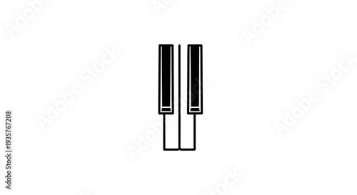 Minimalist Black Piano Keys on Clean White Background