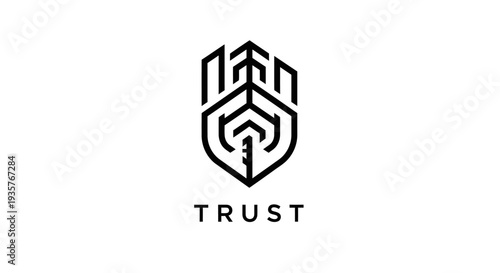 Modern Trust Logo Design with Abstract Geometric Shield and Crown Icon
