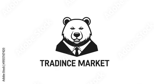Professional Bear in Suit Logo for Finance and Business Market Trading