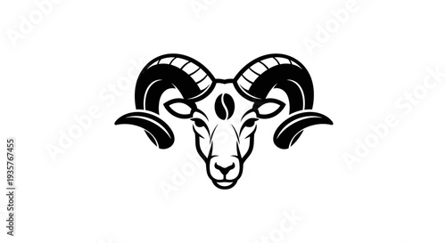 Ram Head Coffee Bean Logo Design, Bighorn Sheep Emblem for Cafe Brand