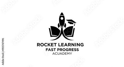 Rocket Learning Logo: Fast Progress Education, Academic Success Symbol