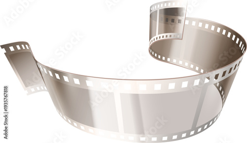 Curved movie tape. Negative blank roll frames