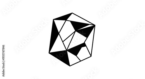 Abstract Geometric Cube Design Minimalist Black White