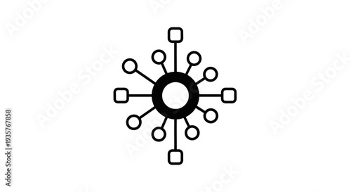 Abstract Network Hub Connection Icon Symbolizing Data Distribution and Interconnectedness