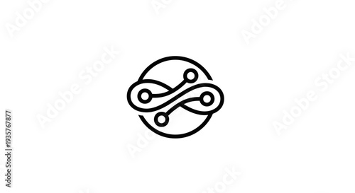 Abstract Infinity Technology Logo Icon with Connected Nodes in Circle