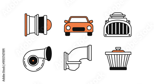 Engine Intake Line colorful modern art vector
