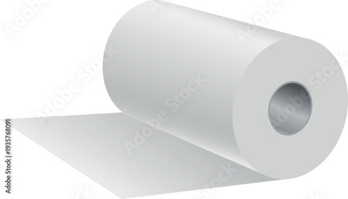 White paper roll. Blank round realistic mockup