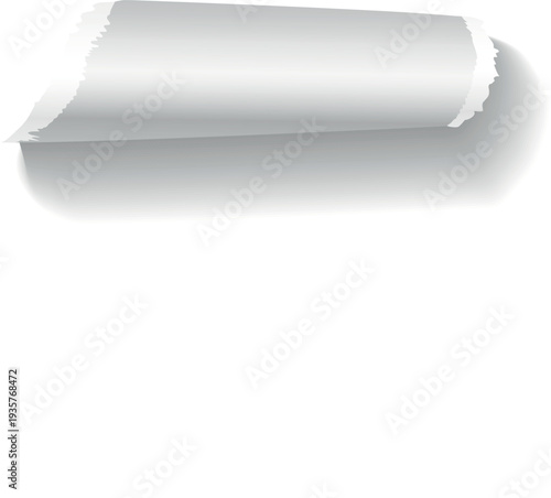 Curled paper flap torn from white page mockup