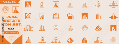Set of Building, Real Estate, and Construction logo design inspiration. Mega Set and Big Group, Real Estate, Building and Construction Logo Vector Design