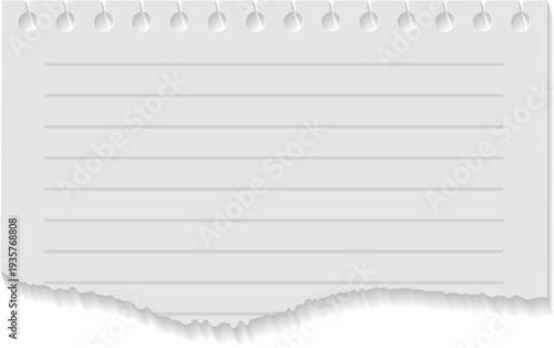 Lined notepad sheet with ripped edge blank template