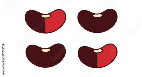 Kidney beans Line art vector colorful digital color