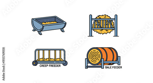 Livestock feeder Line art clean abstract modern vector