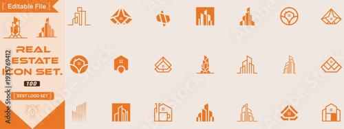 Set of Building, Real Estate, and Construction logo design inspiration. Mega Set and Big Group, Real Estate, Building and Construction Logo Vector Design