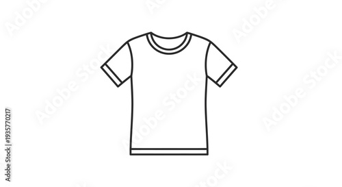 Minimalist Outline of a Short-Sleeved T-Shirt Icon for Clothing Apparel and Fashion Design Graphics and Retail Merchandising