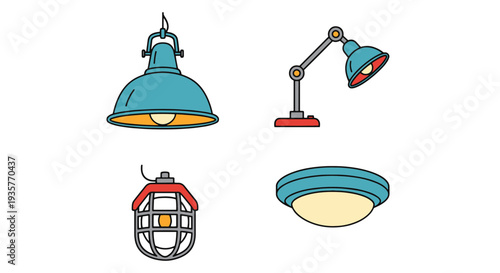 Industrial Lighting Line art creative tone color illustration