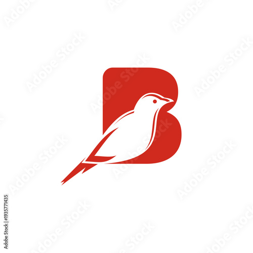 Negative space bird letter B logo vector with red color. Suitable for your design need, logo, illustration, animation, etc.