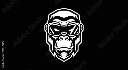 Gorilla head wearing goggles vector illustration