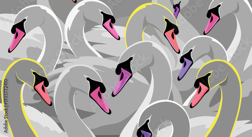 Vector swan pattern background