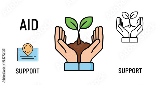 NGO farm aid Line art vector creative tone color illustration