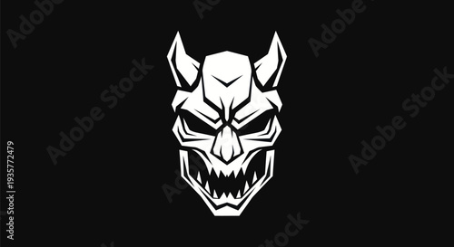 Graphic illustration of a demon mask