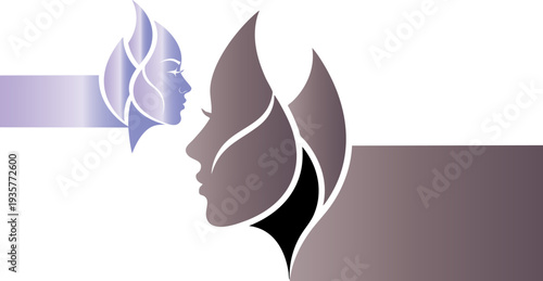 Vector illustration of two stylized human faces in profile