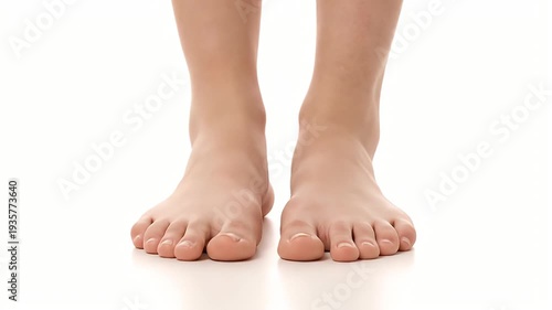 Bare Feet Standing on White Surface - A Detailed View.