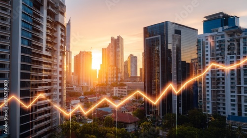 Angled Shot of City Residential Blocks and Commercial High-Rise Buildings