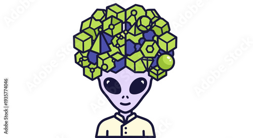 Alien with green hair.