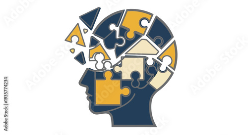 Brain Puzzle Pieces Together.