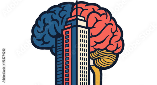 Brain Skyscraper Cityscape Concept.