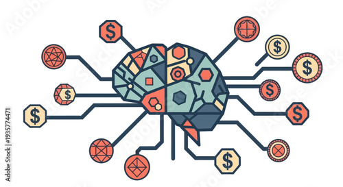 Brain with money concept.