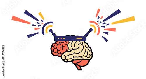 Brain with Radio Waves.