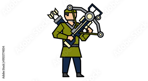 Cartoon soldier with robot.