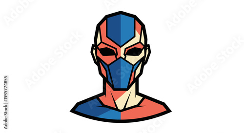 Cartoon Superhero Masked Face.