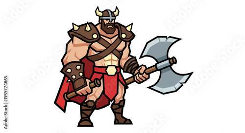 Cartoon Viking Warrior Character.