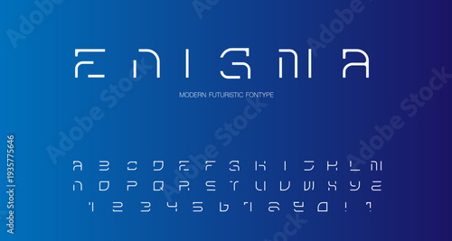 Enigma Modern Futuristic Font - Minimalist Geometric
Alphabet on Blue Gradient