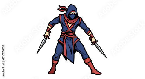 Ninja Warrior Cartoon Character.