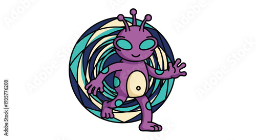 Purple Alien Cartoon Character.